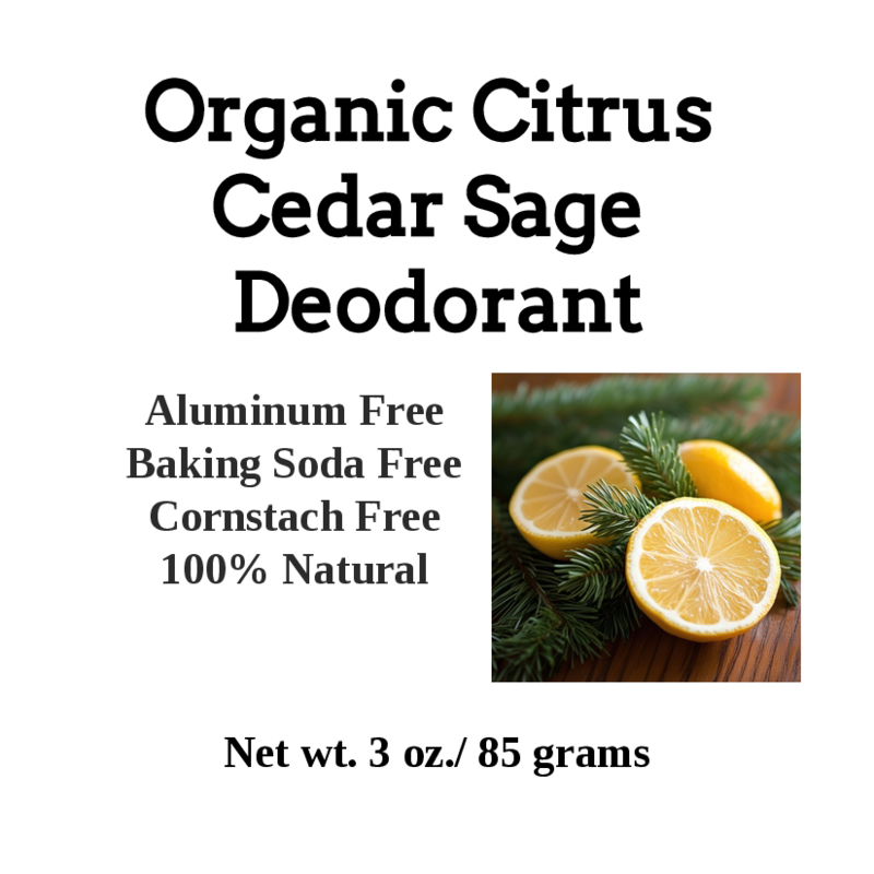 Organic Citrus Cedar Sage Deodorant