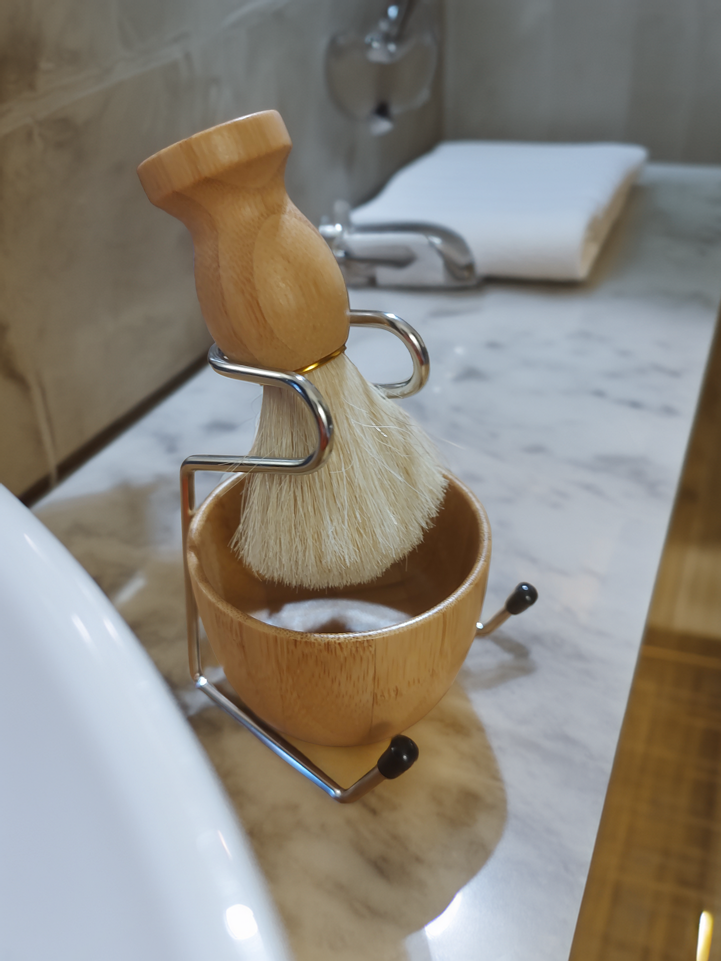 Bamboo Shave Brush and Bowl Set