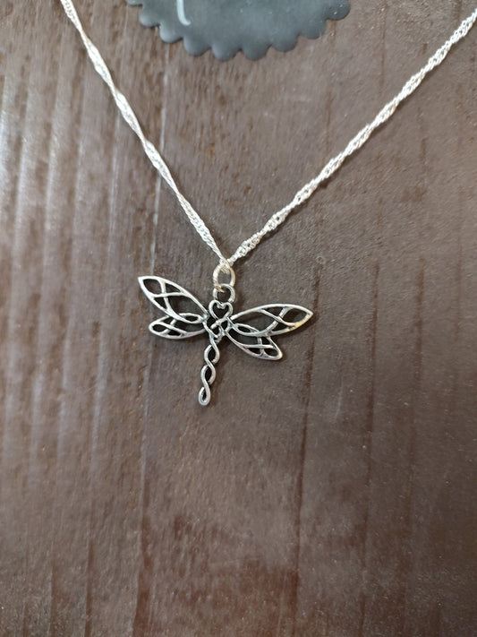 Sterling Silver Celtic Dragonfly Necklace