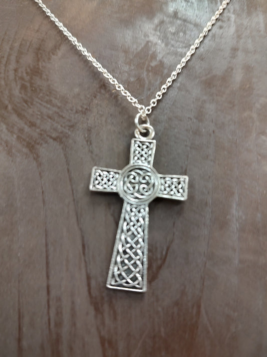 Sterling Silver Celtic Knot Cross Necklace