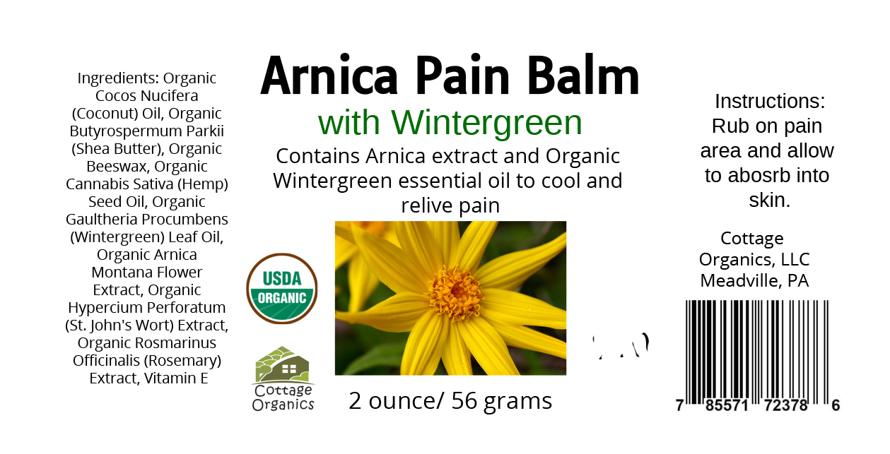 Organic Arnica Pain Balm with Wintergreen